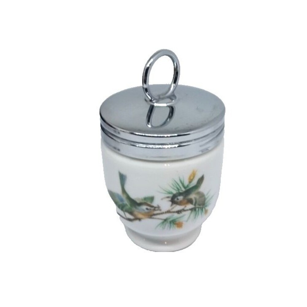 Vintage Royal Worcester England Egg Coddler Cup Large 4 inch Wren & Finch Birds